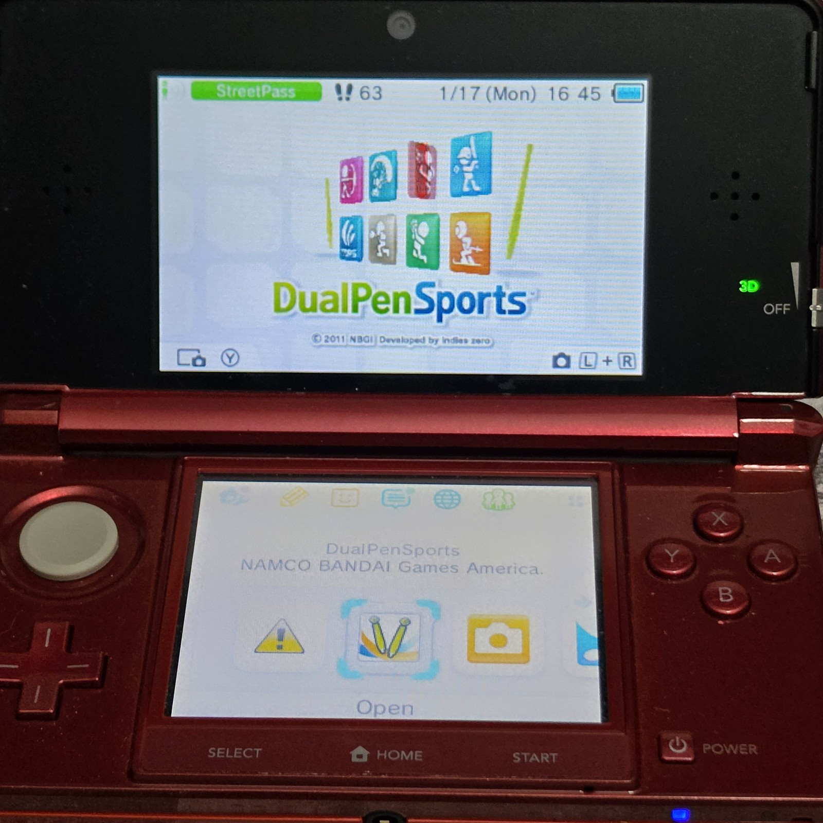 Nintendo 3DS Handheld System Flame Red CTR-001 USA with Games and Charger Bundle