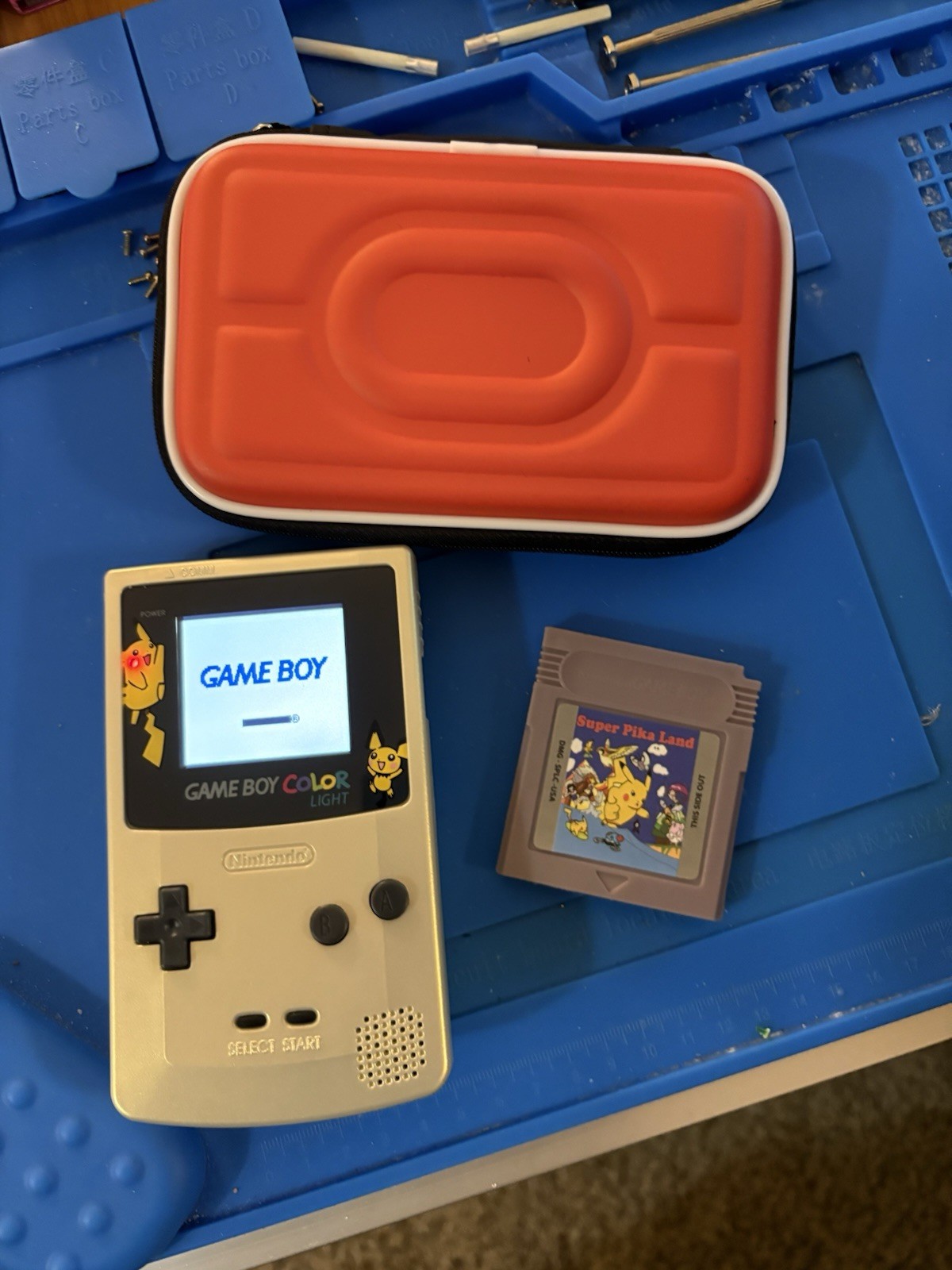 Backlit TFT Gold Pokémon Gameboy Color Cartridge Nintendo GBC Anime Pikachu