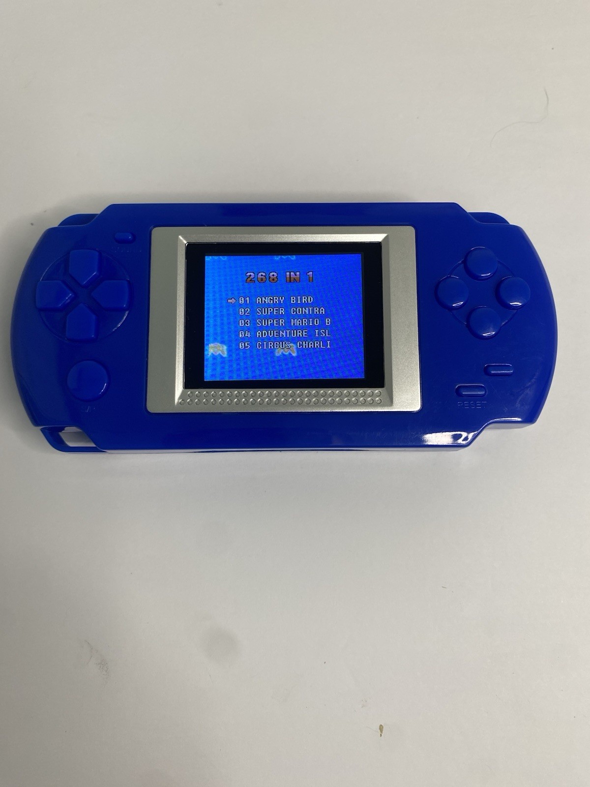 Blue Handheld Video Game Console System 268 in 1 Model w/ Built-In Game Menu