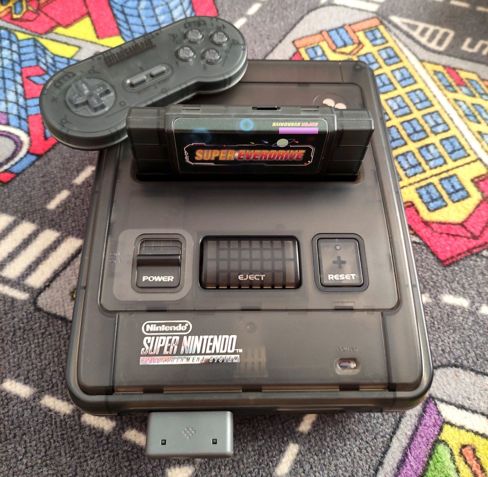 Super nintendo transparent black edition NTSC USA + NTSC Japan SNES
