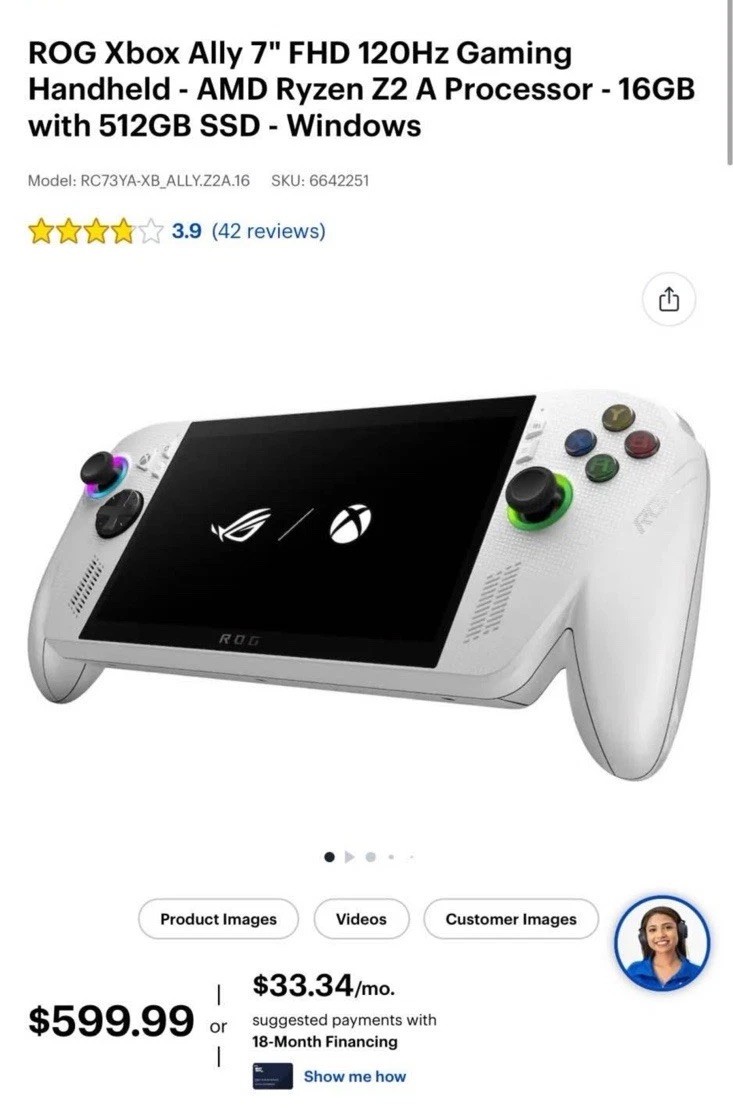 ROG Ally 7 120Hz Ryzen Z2 2025 512GB SSD 16GB RAM Handheld Gaming Console New US