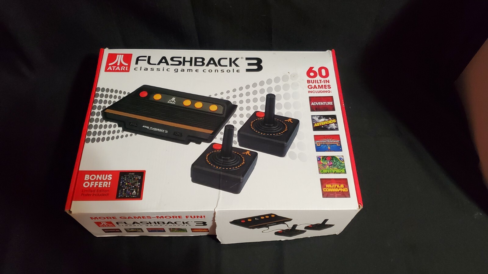 Atari Flashback 3 Classic Game Plug N Play Console 60 Games with Poster