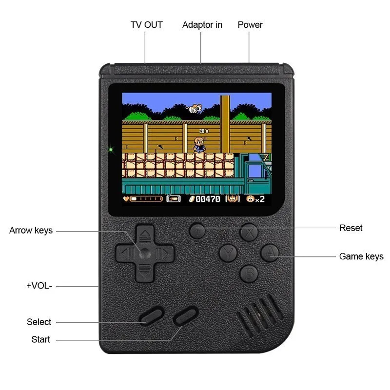 Retro Portable Handheld Game Console Built In 500 Classic Games Video Kids Gift