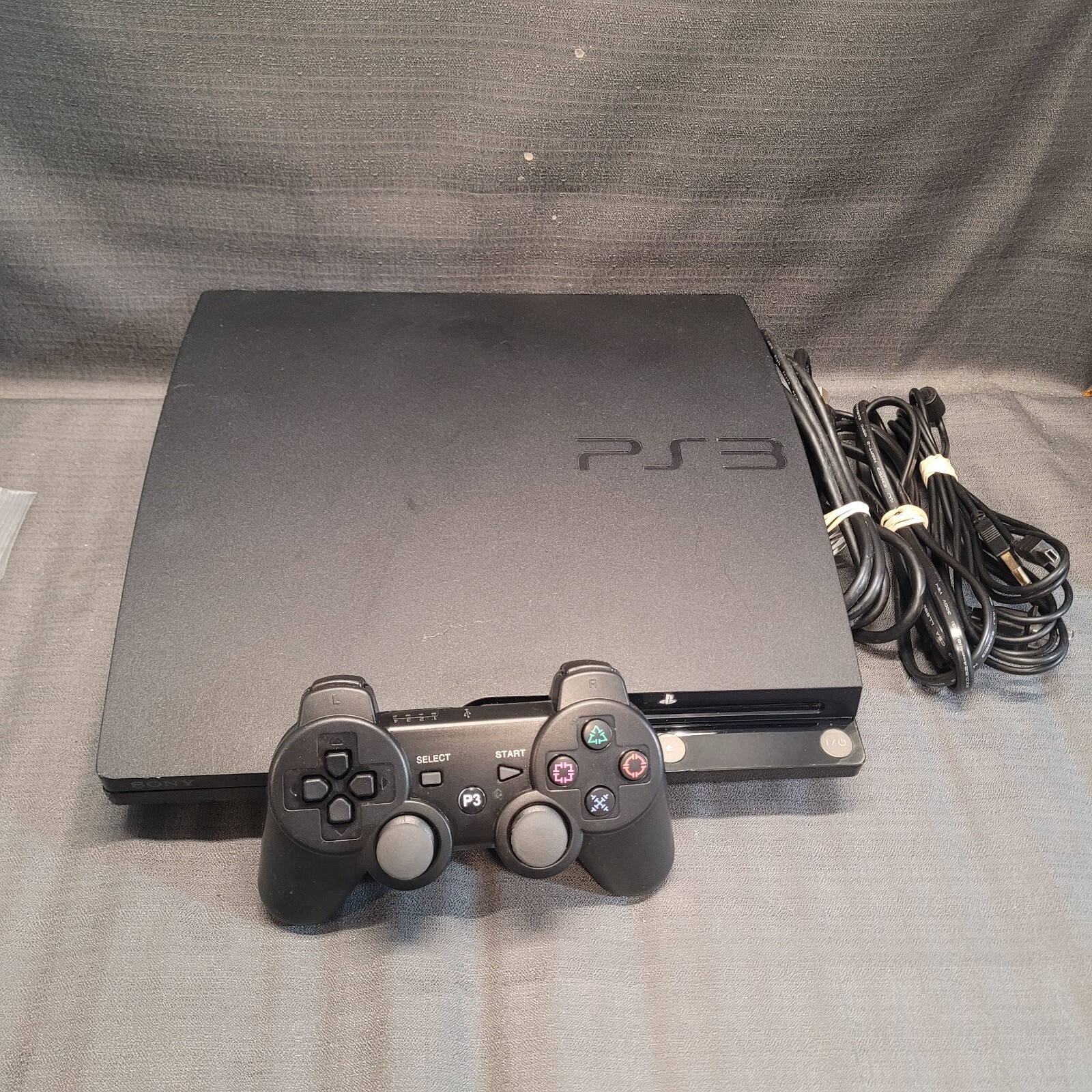 Sony PlayStation 3 – Slim 120GB Black Console System + Controller + Cables
