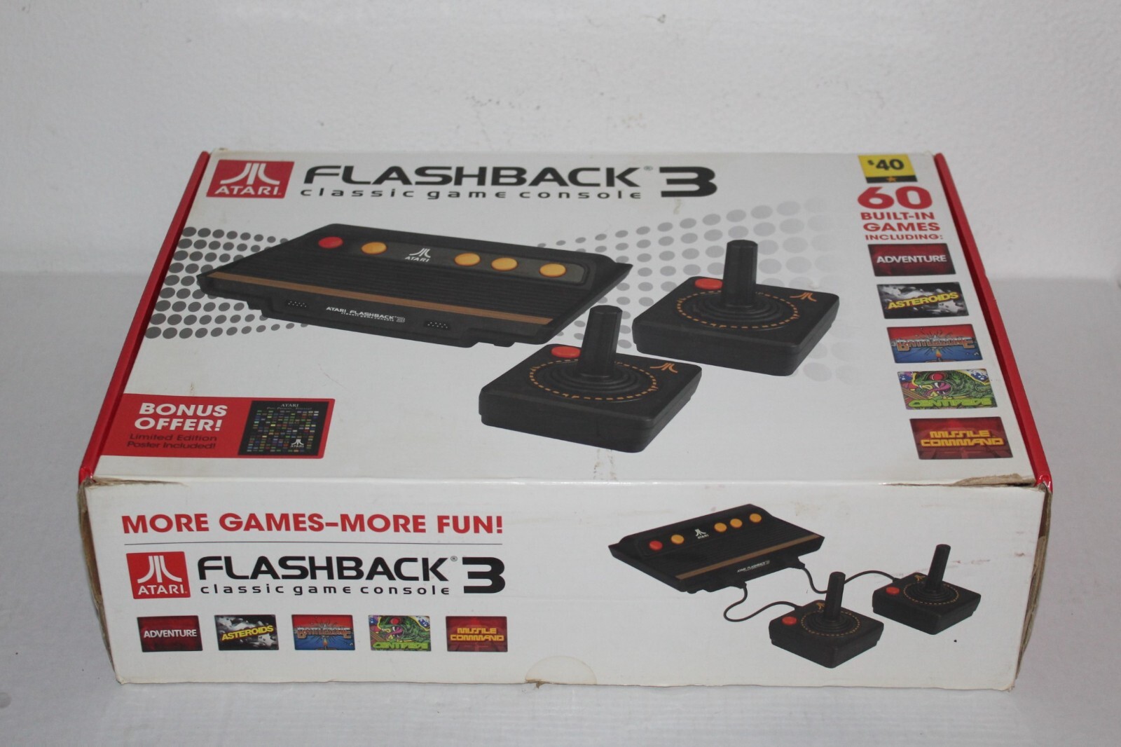 Atari Flashback 3 Classic Game Plug N Play Console 60 Built In Games in Box