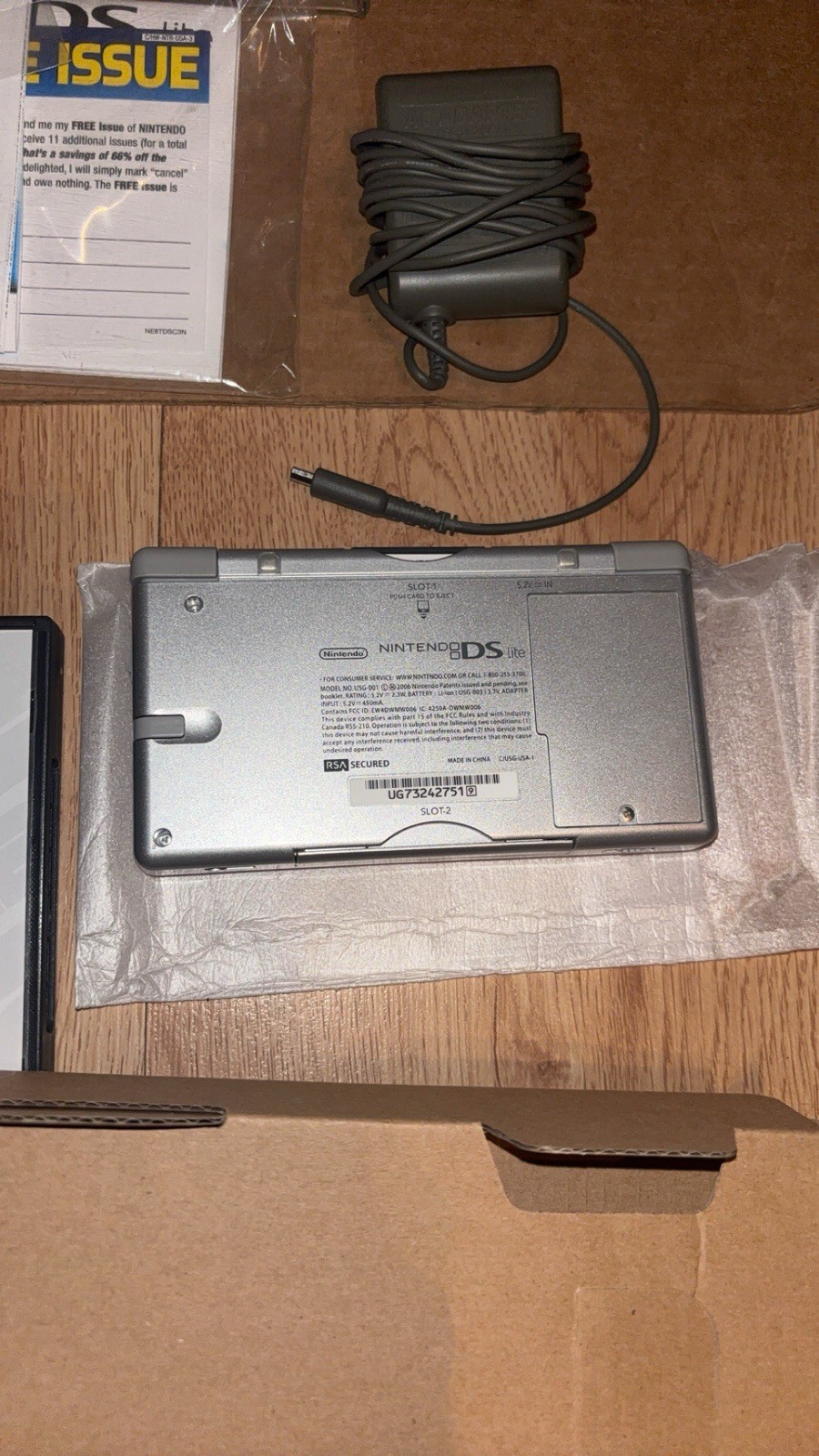 Nintendo DS Lite Launch Edition Silver Handheld System Open Box Mint Console CIB