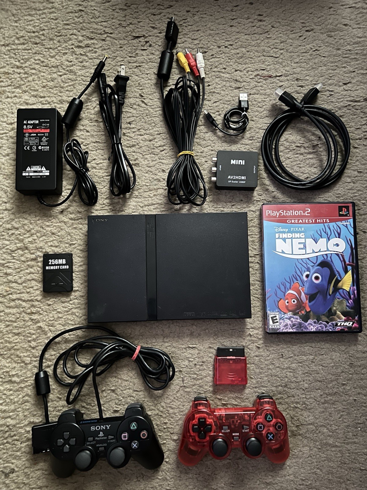 Sony PlayStation 2 Slim PS2 Black Console Tested System SCPH-70012 W/Extras