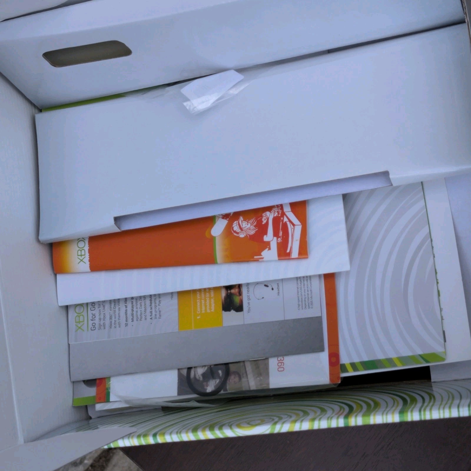 BOX ONLY Microsoft Xbox 360 Pro Console White + Paperwork / Manuals