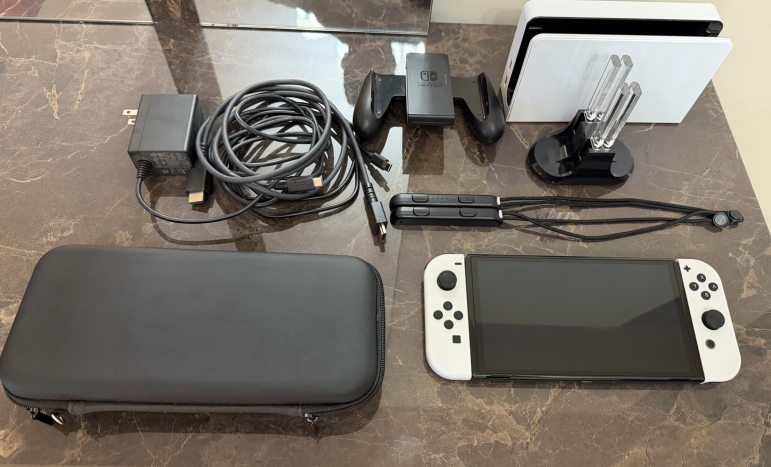 Nintendo Switch OLED White Console White Joy-Con Dock Case Accessories