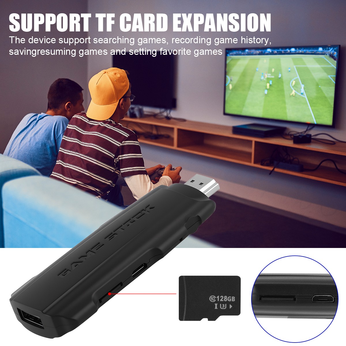 128G 4K Video Game Console Retro TV Stick HDMI 2 Wireless Controller 58000 Games