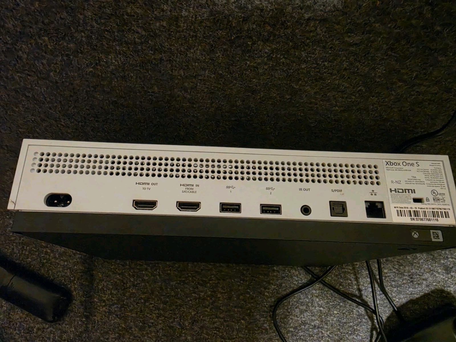 Microsoft Xbox One S 1TB Console – White Wired Controller