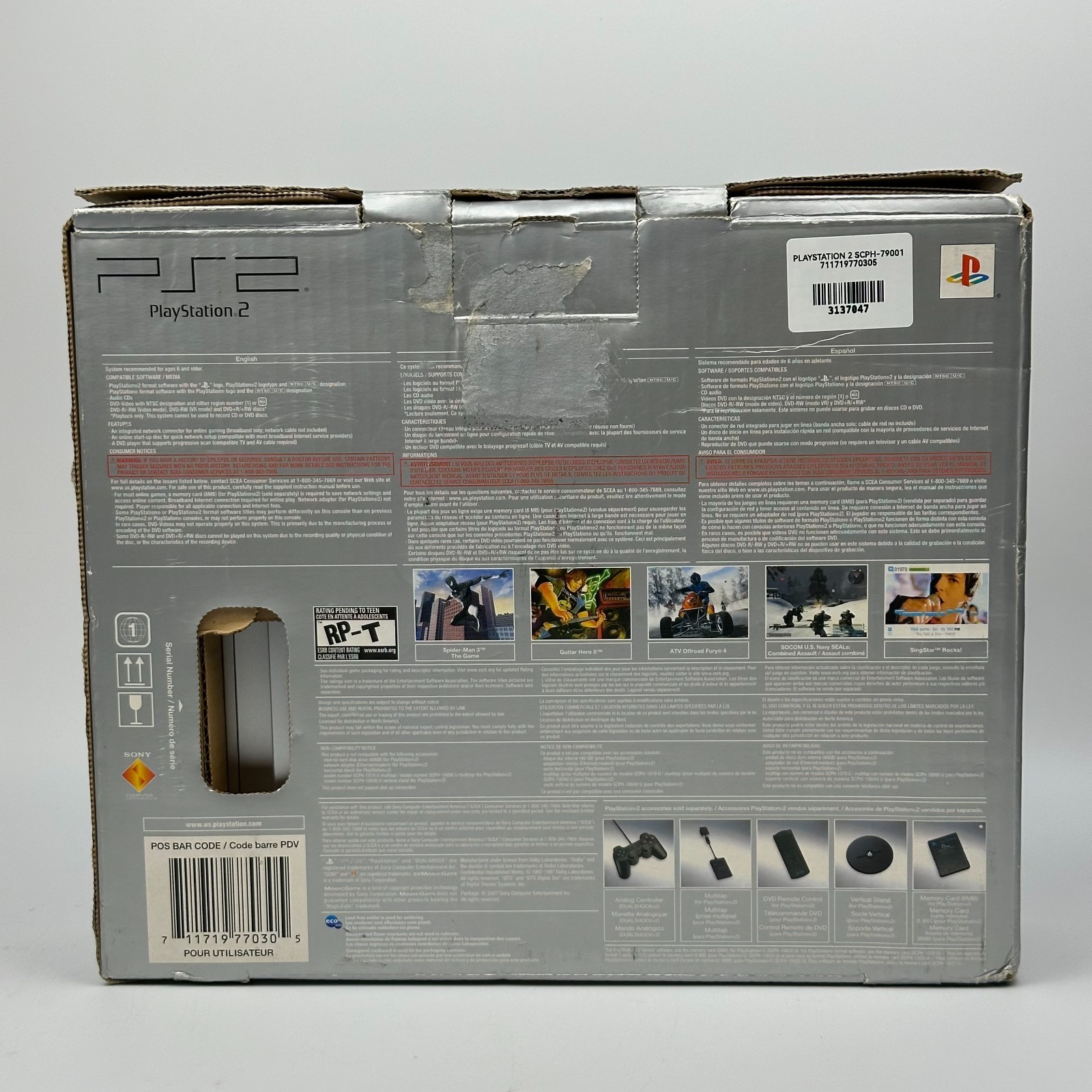 Sony PlayStation 2 Slim Satin Silver CIB Console with memory card