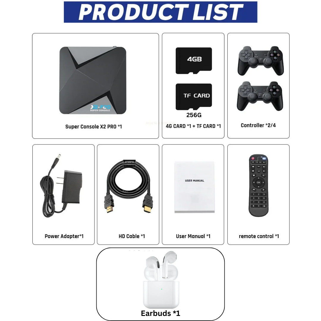 Super Console X2 Pro Video Game Console 256GB with 60+ Emulators 100,000+Games