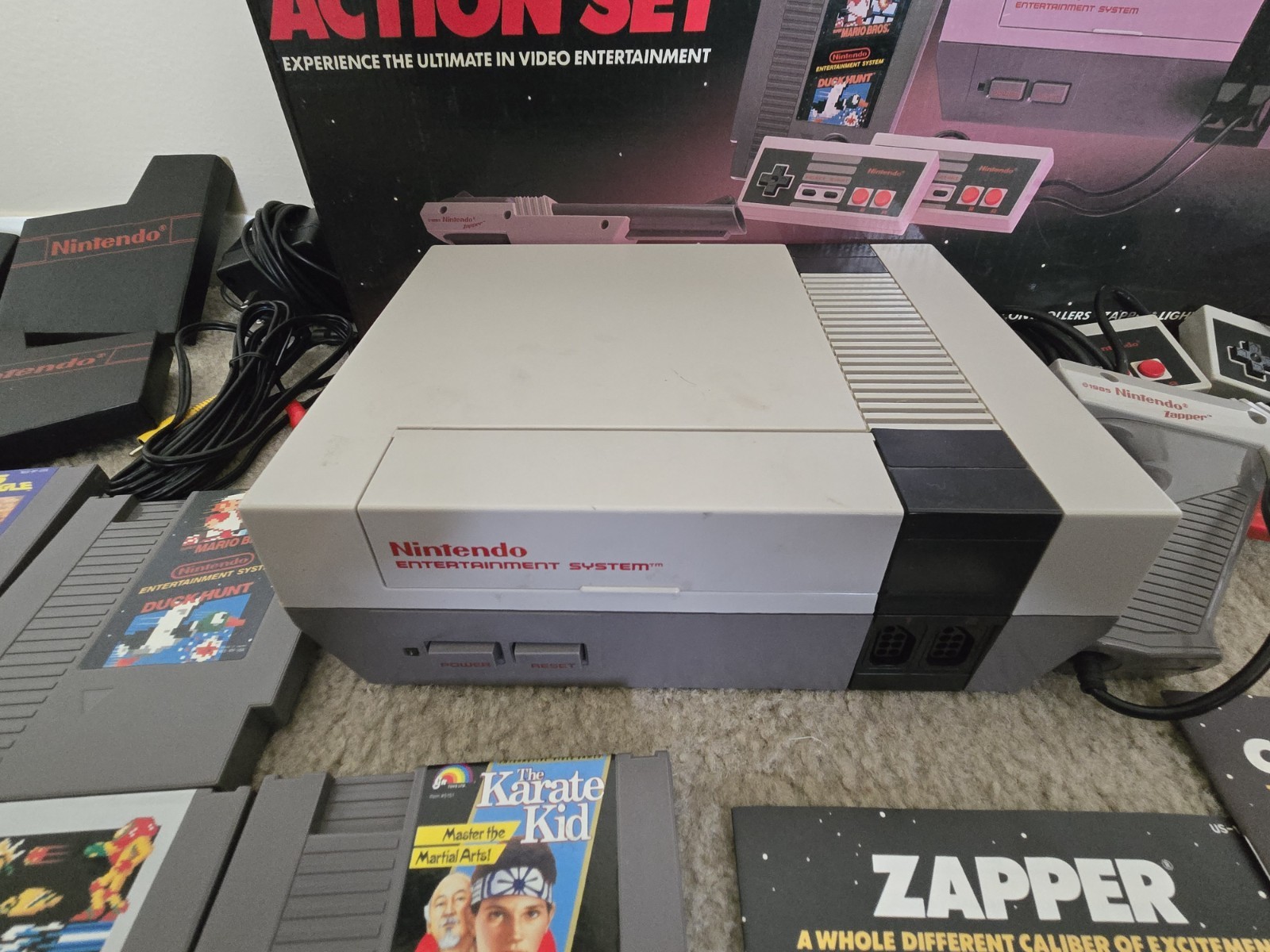 Nintendo NES Action Set Home Console Complete In Box With 6 Games, 2 Controllers
