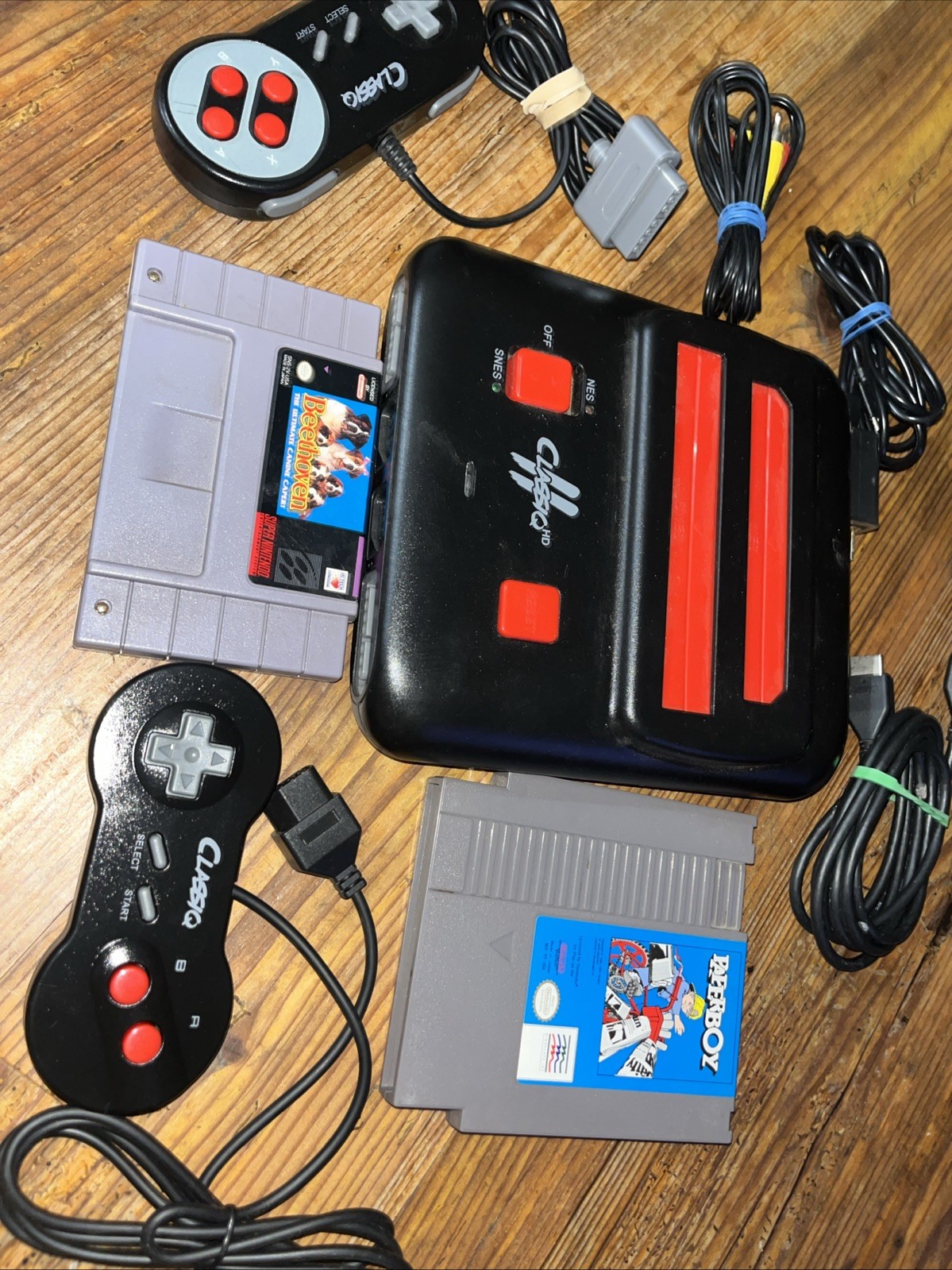 Classiq 2 HD 720p Twin Video Game System Black/Red for SNES/NES