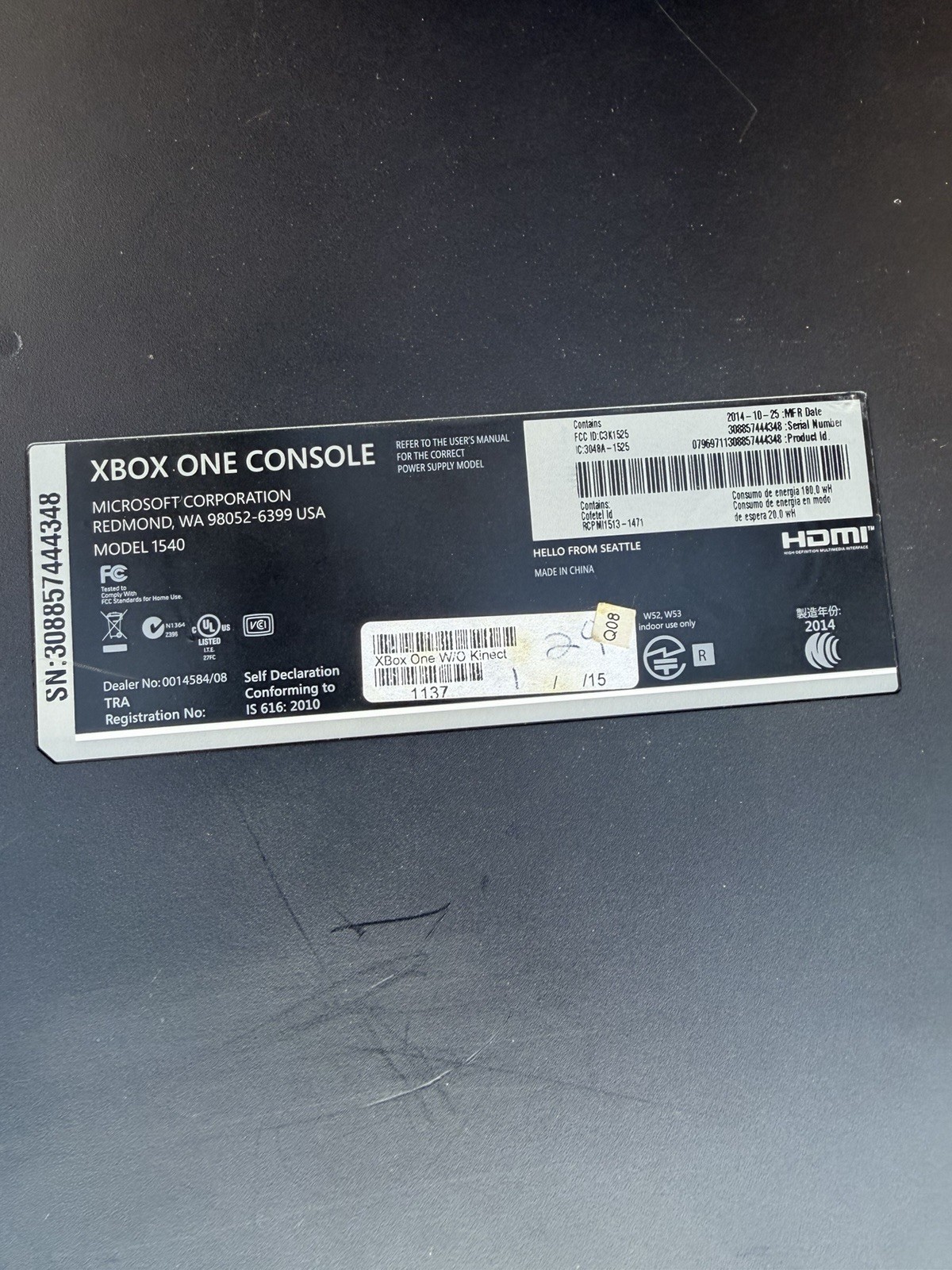 Microsoft Xbox One 500GB Console with Controller + Game And Kinect Tested