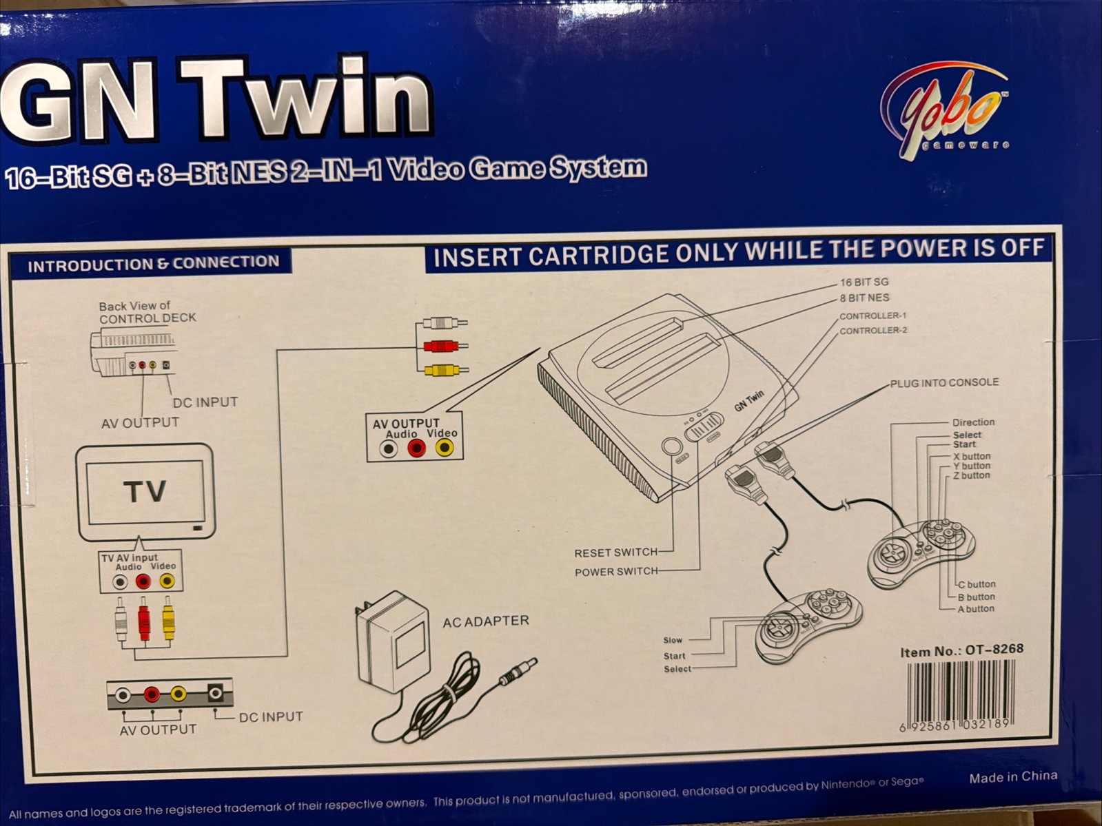 Yobo Gameware GN Twin Silver Console Plays Sega Genesis Nintendo NES New Sealed