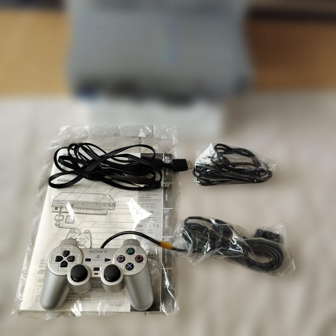 Sony PlayStation 2 Console SCPH-39000 Satin Silver with Box 11.9×7.1×3.1 in