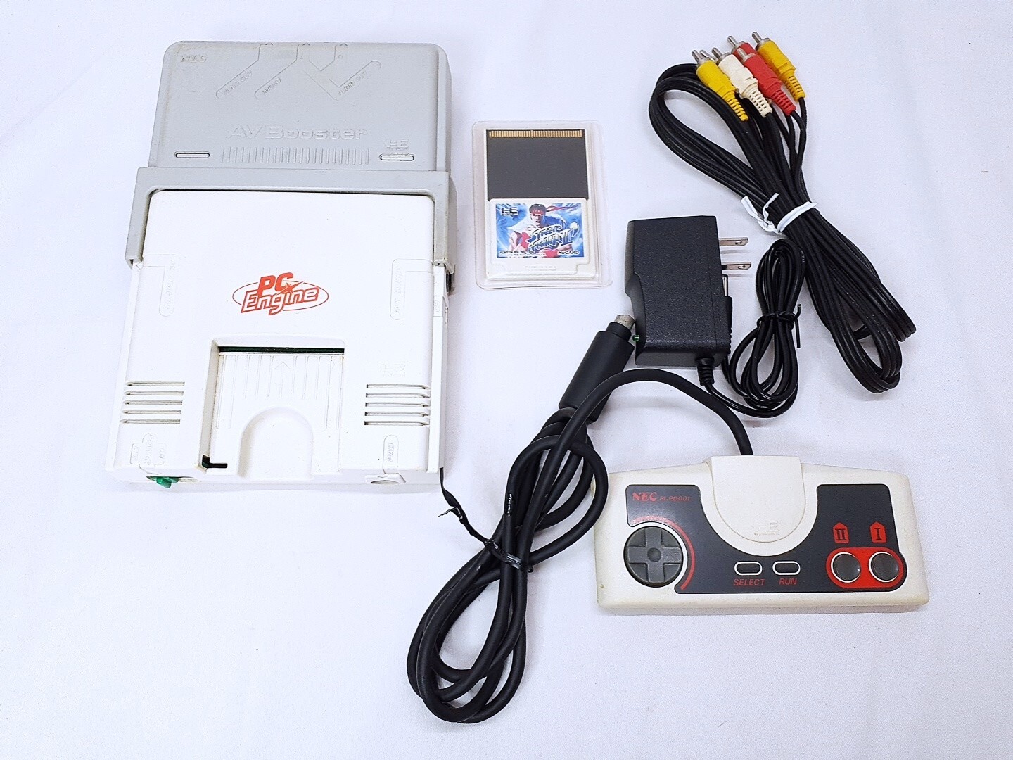 PC Engine console AV Booster RCA Street Fighter II’ set NTSC-J Tested