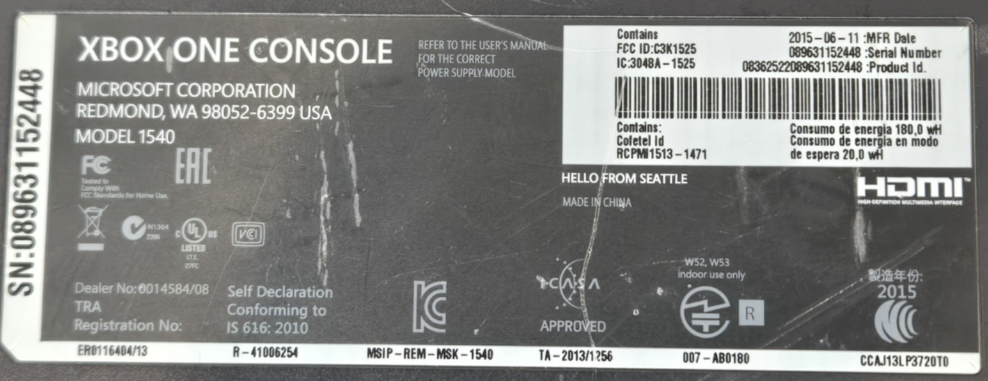 Xbox One 500GB Console Model 1540 Glossy Black Tested Working Console Only