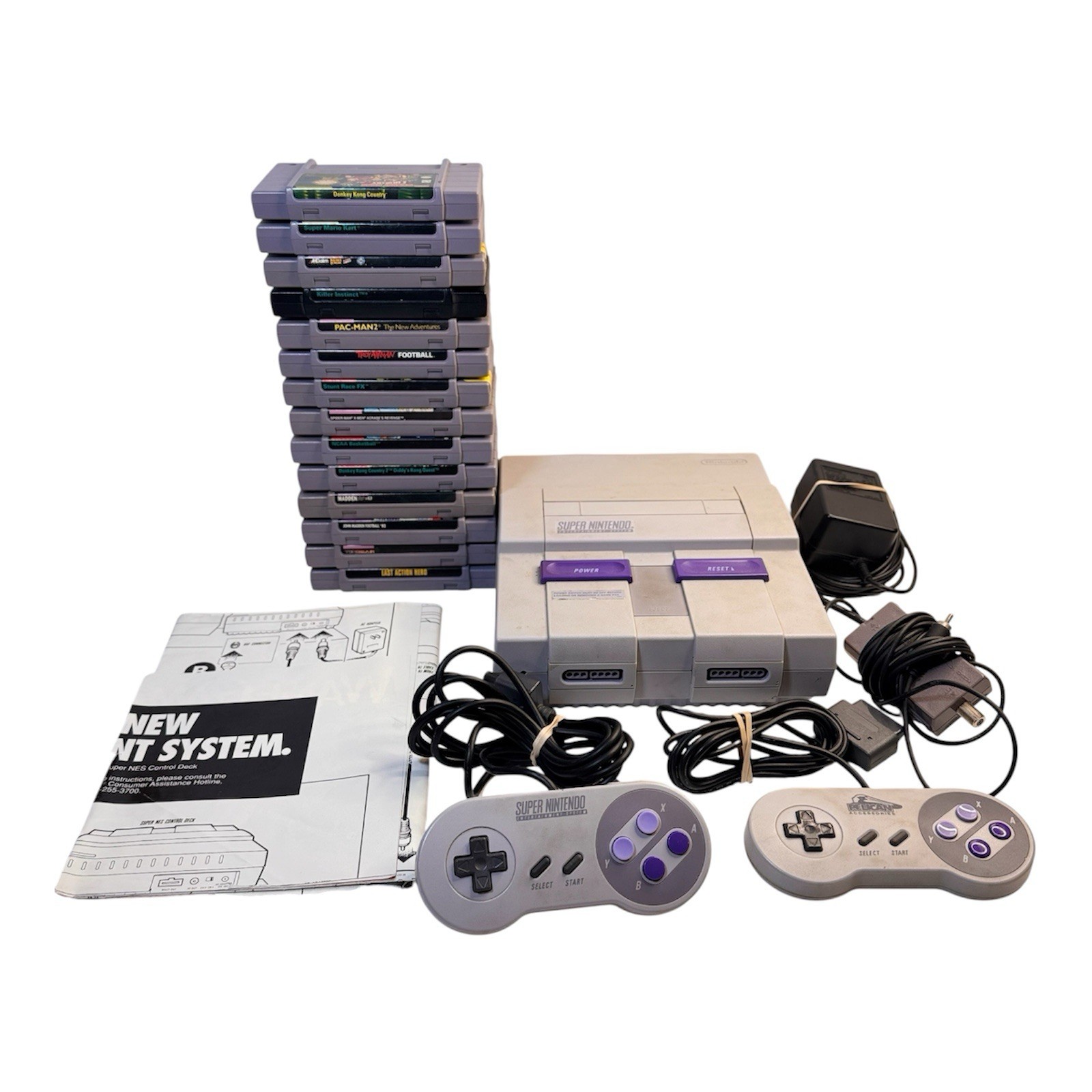 Super Nintendo SNES Console Lot & 14 Games | Tested Works