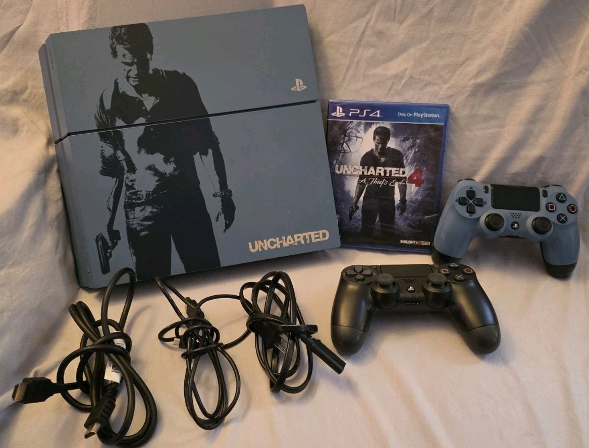 Sony PlayStation 4 Uncharted Edition Console 500GB CUH-1215A W/ 2 Controllers