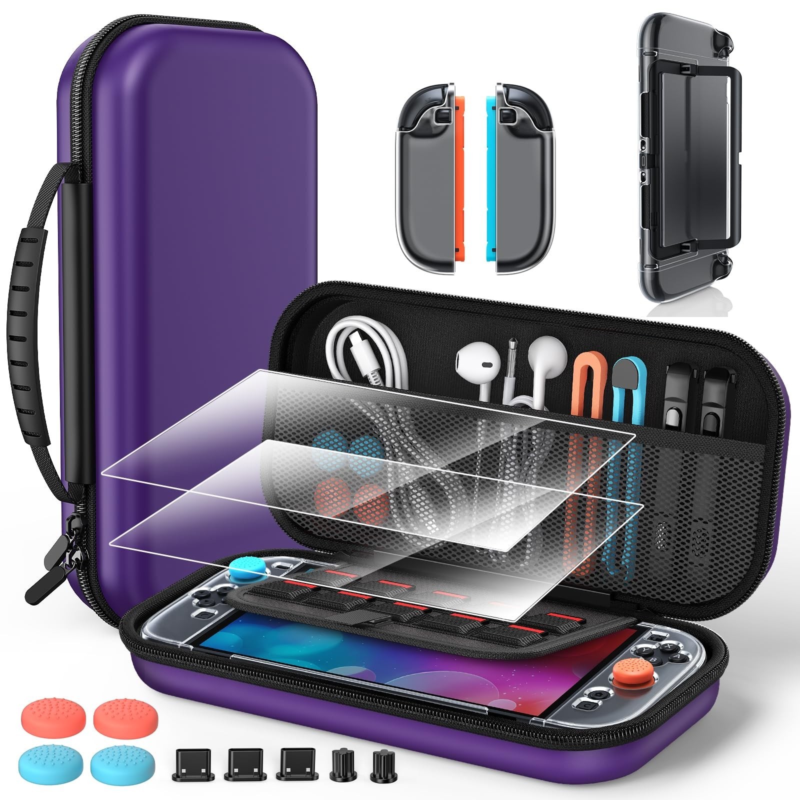 Nintendo Switch 2 Accessories Bundle – Portable Hard Shell Case, Screen Protecto