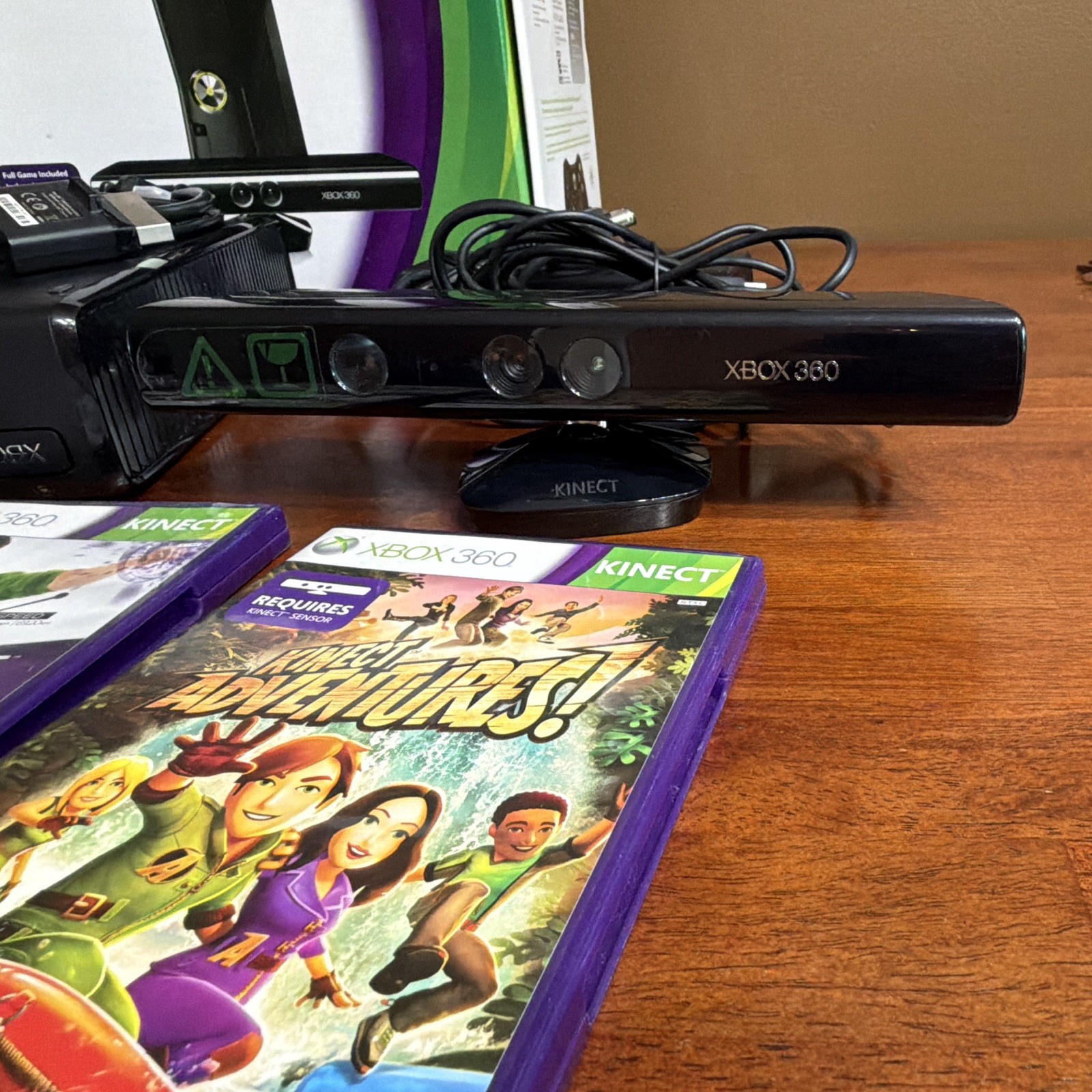 Microsoft Xbox 360 Kinect 4GB Black Bundle Sensor Controller 3 Games