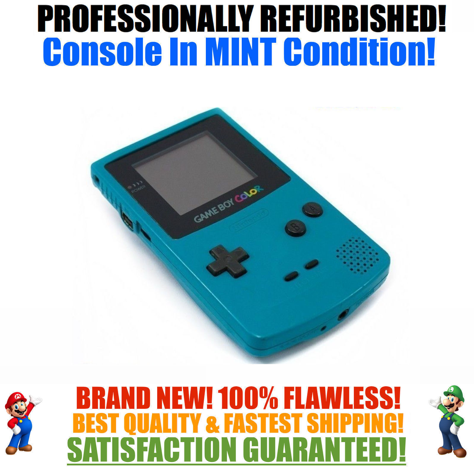 *NEW GLASS SCREEN* Nintendo Game Boy Color GBC Teal System NEW