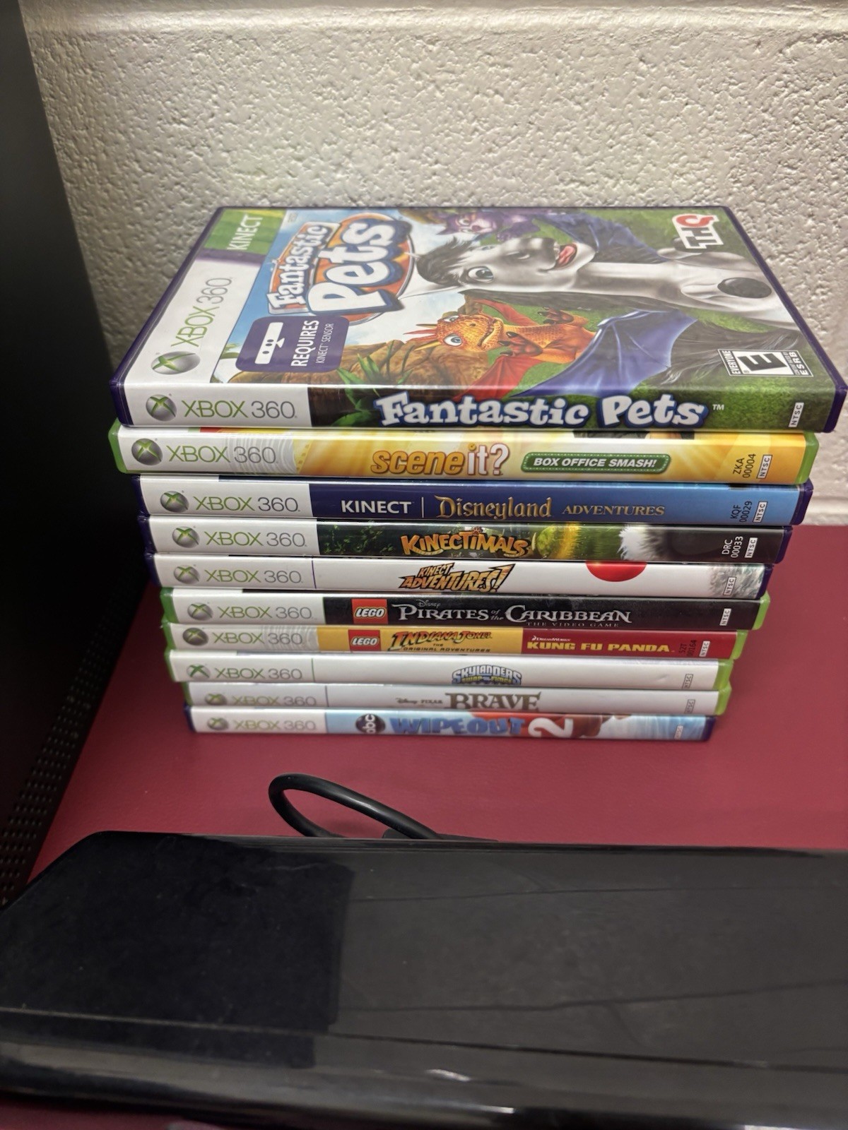 Xbox 360 Console Lot Black Wireless Controller 10 Games Power Supply Kinect