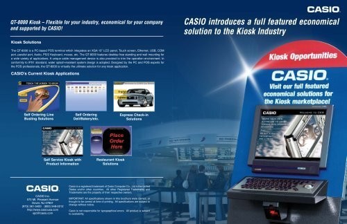 CASIO QT-8000 ALL IN ONE TOUCH SCREEN TERMINAL C 1.2 GHZ-MONITOR LCD 15