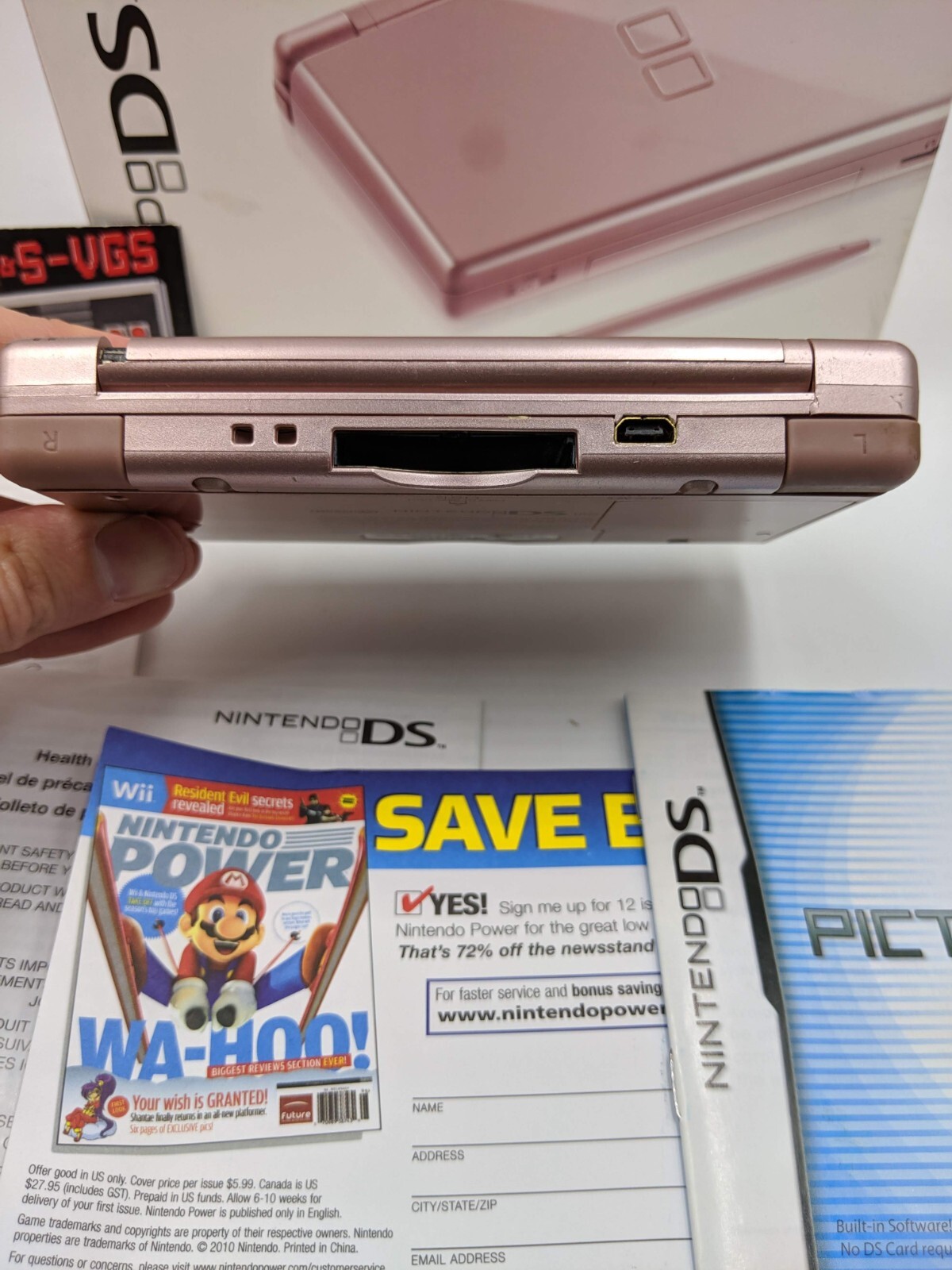 Nintendo DS Lite Metallic Rose (CRACKED HINGE) MATCHING SERIAL #’S