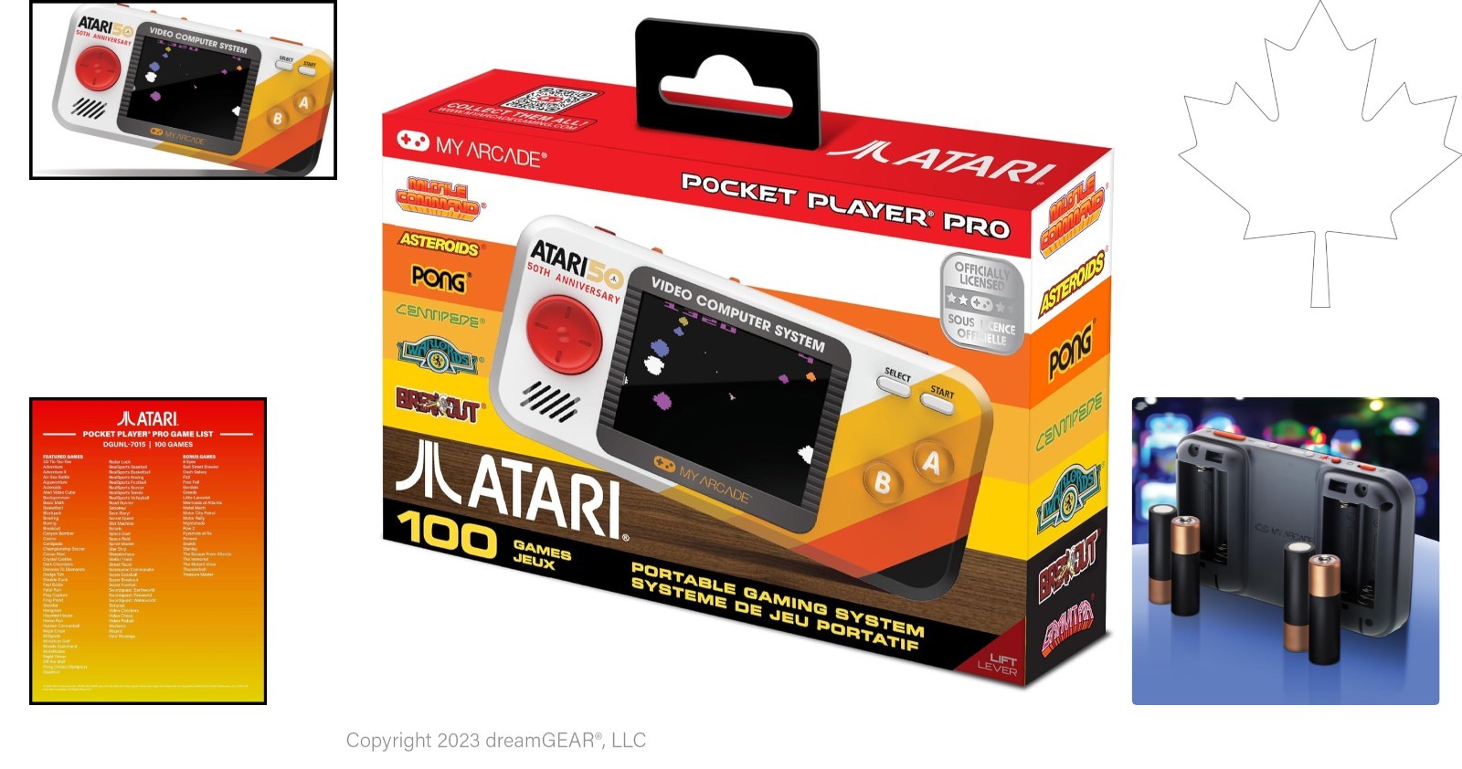 Atari Pocket Player Pro: 100 Games in One Handheld Console – 2.75″ Display