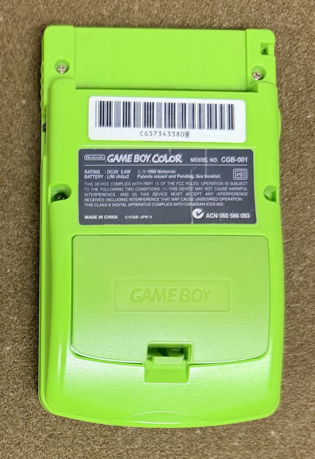 Nintendo Game Boy Color Kiwi Green Handheld System Tested & Working