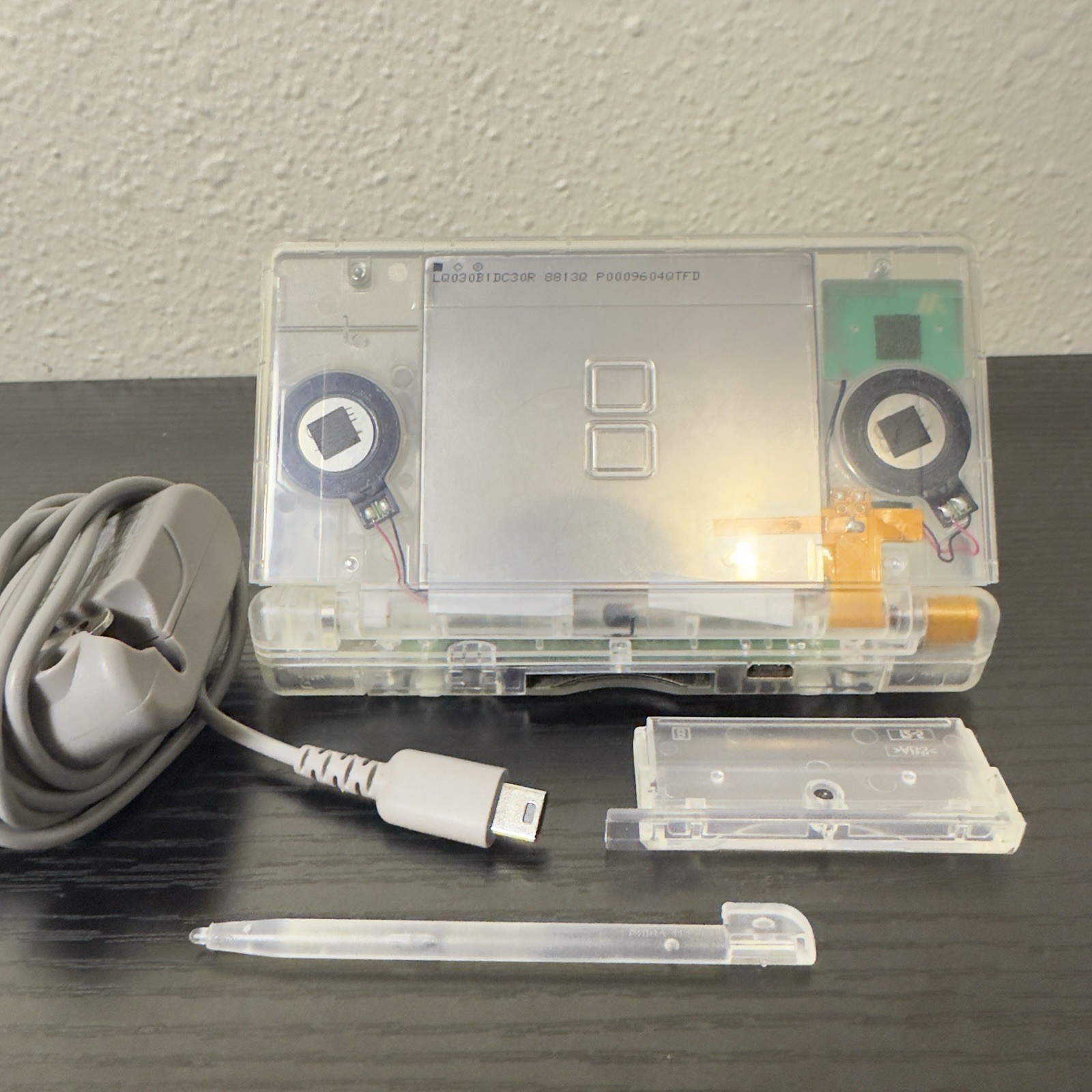 Nintendo DS Lite Clear Transparent Reshell Console w/ Charger Stylus GBA Slot