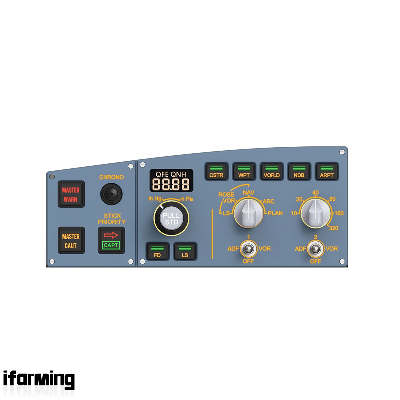 WingFlex Compact A320 EFIS CUBE+Dual-Color LCD Warning Panel USB Connectivity
