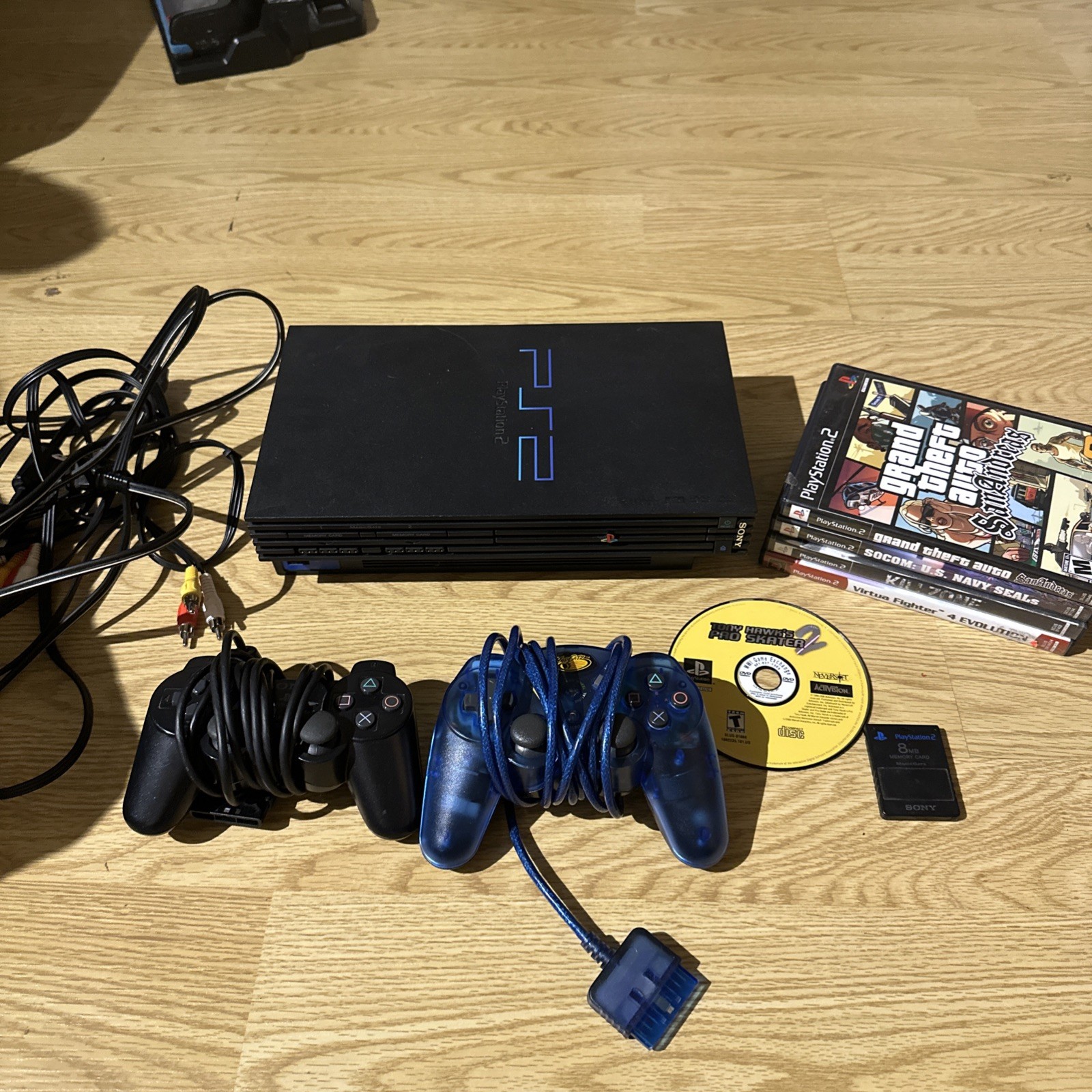 Sony Playstation 2 Fat Console Bundle SCPH-5001 W/ 2 Controllers & 5 Games Works