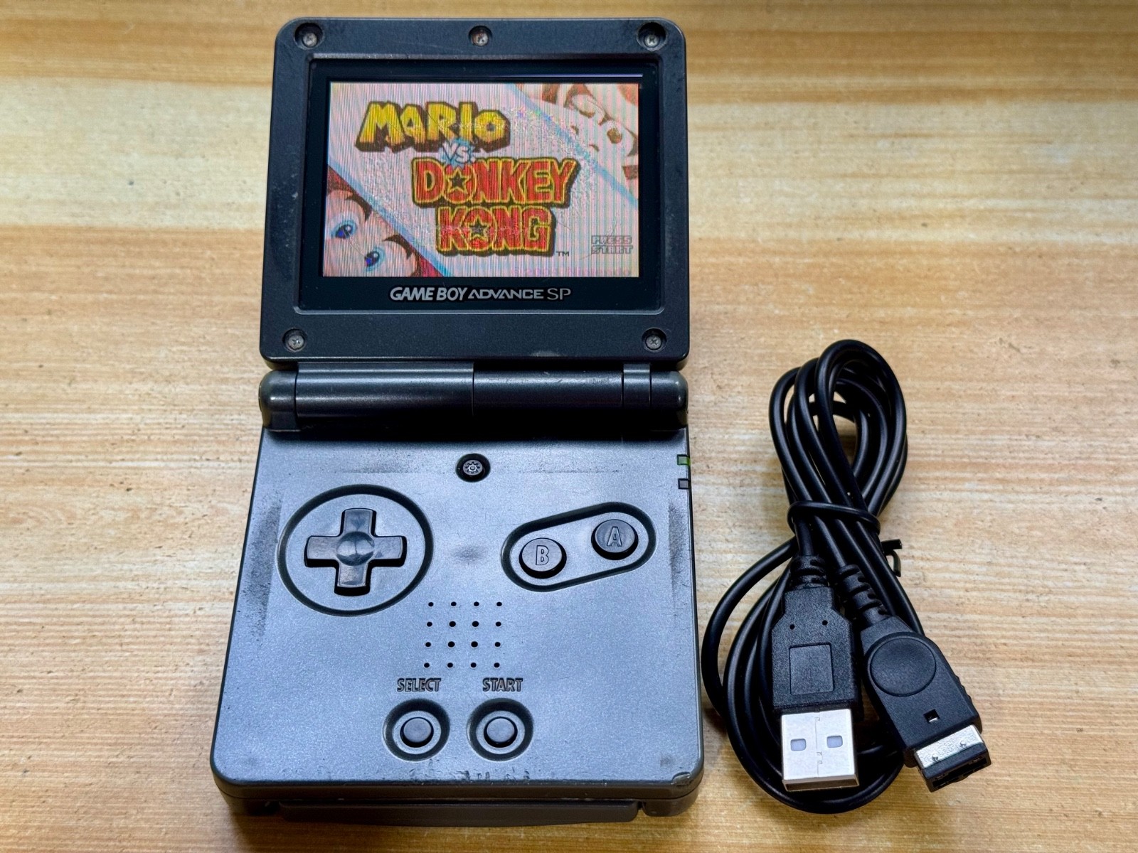 Nintendo Gameboy Advance SP AGS101 Onyx Black Handheld w/ USB Cable & Battery