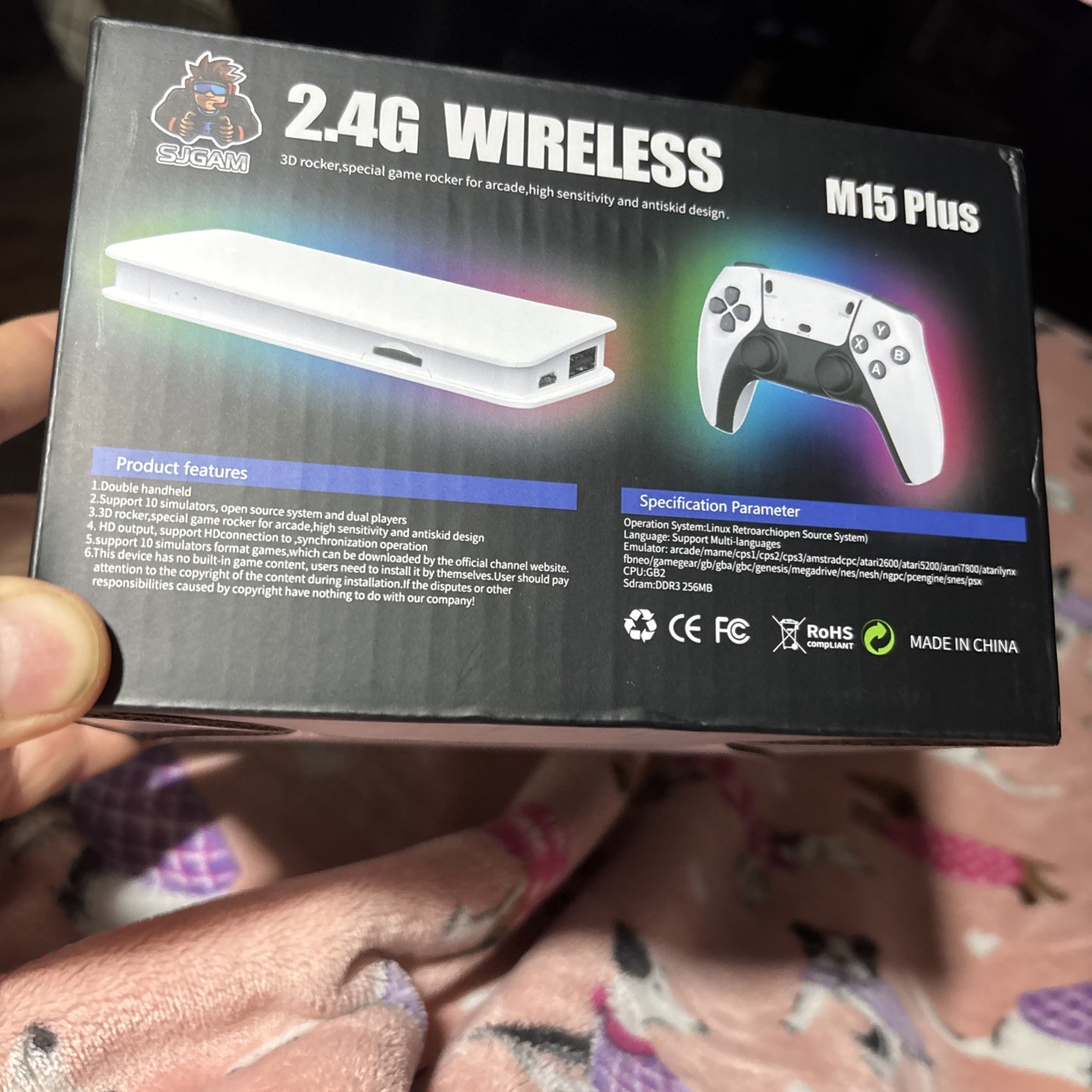 SJGAM M15 Plus 2.4G Wireless 4K 3D UHD HDMI USB Home Console White NIB