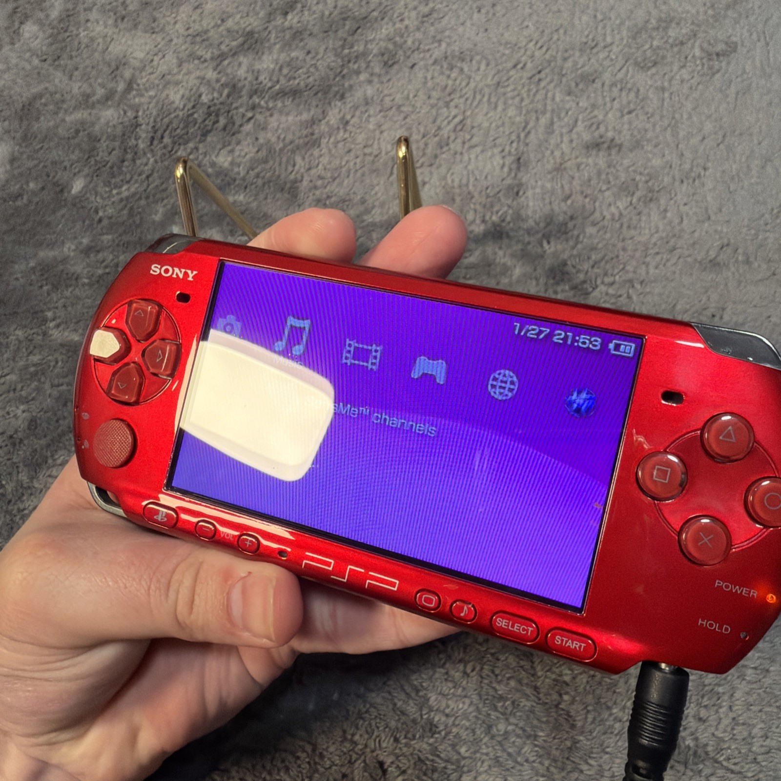 Sony PSP 3000 RED UMD DRIVE NOT WORKING 128 Gb Micro Sd CARD included