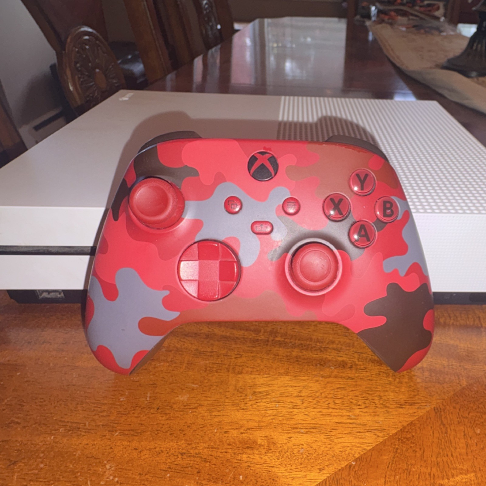 Microsoft Xbox One S White Console Wi-Fi Capability Red Camouflage Controller