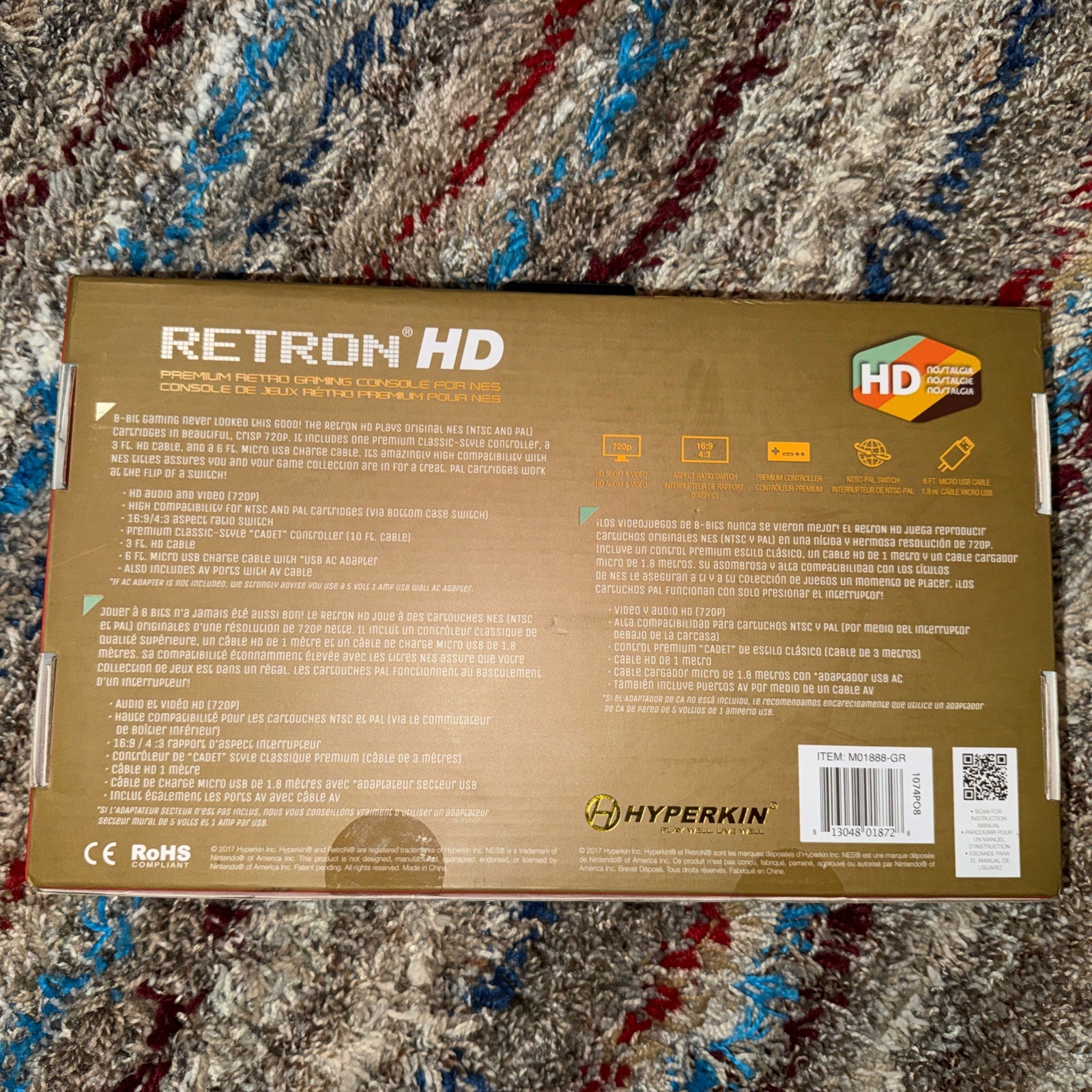 Hyperkin Retron HD Gaming Console for NES (Gray) M01888-GR Brand New Sealed