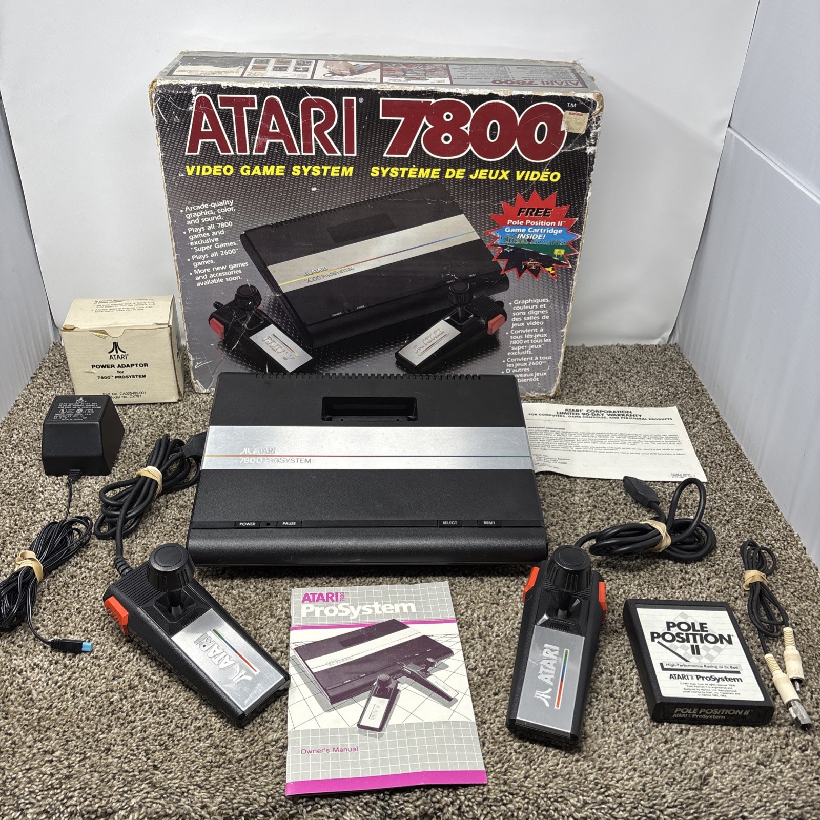 Atari 7800 Video Game Console With Controllers Game TESTED Bundle Lot In Box