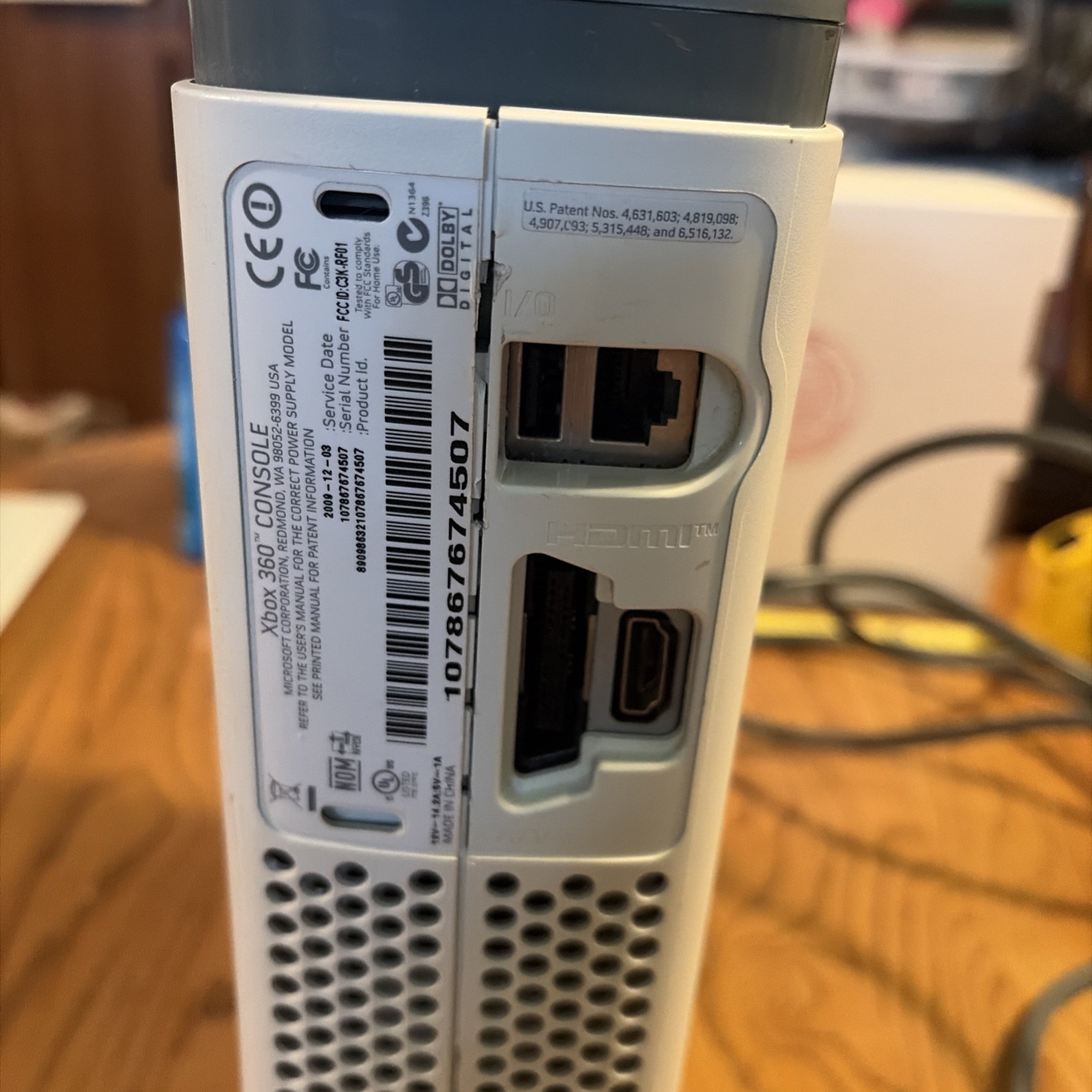 Microsoft Xbox 360 White With Power Cord – *See Notes*