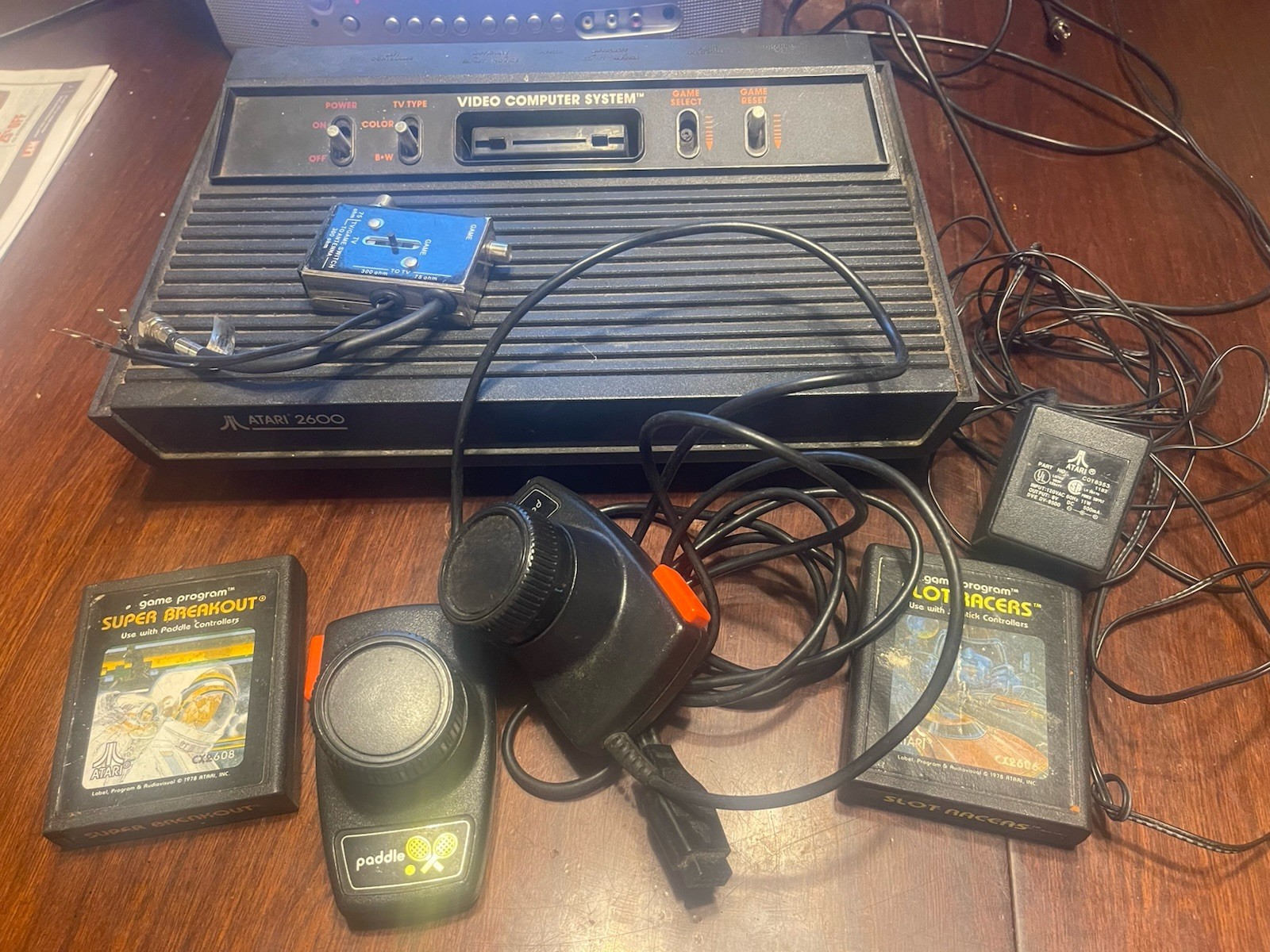 Atari 2600 Wood Console W Games Controllers Untested *For Parts or Repair*