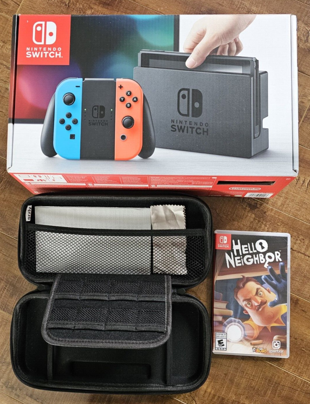 NINTENDO Switch 32GB HAC-001 Console BOXED + 64GB SD Card + Game + EXTRAS