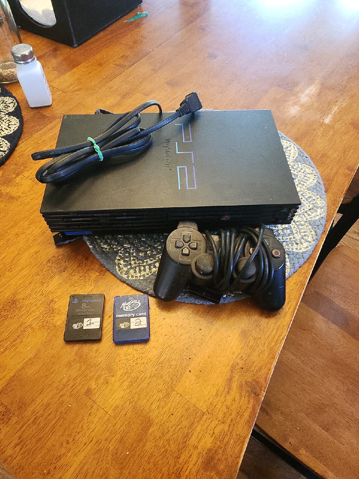Sony PlayStation 2 Home Console – Black – Used With Controller / 2 Memory Cards