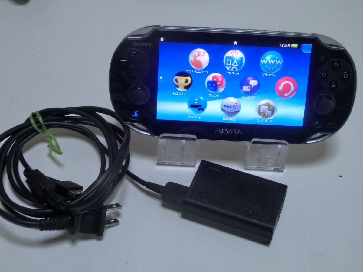 PlayStation PS Vita Wi-Fi Console Crystal Black PCH-1000 ZA01 with Charger