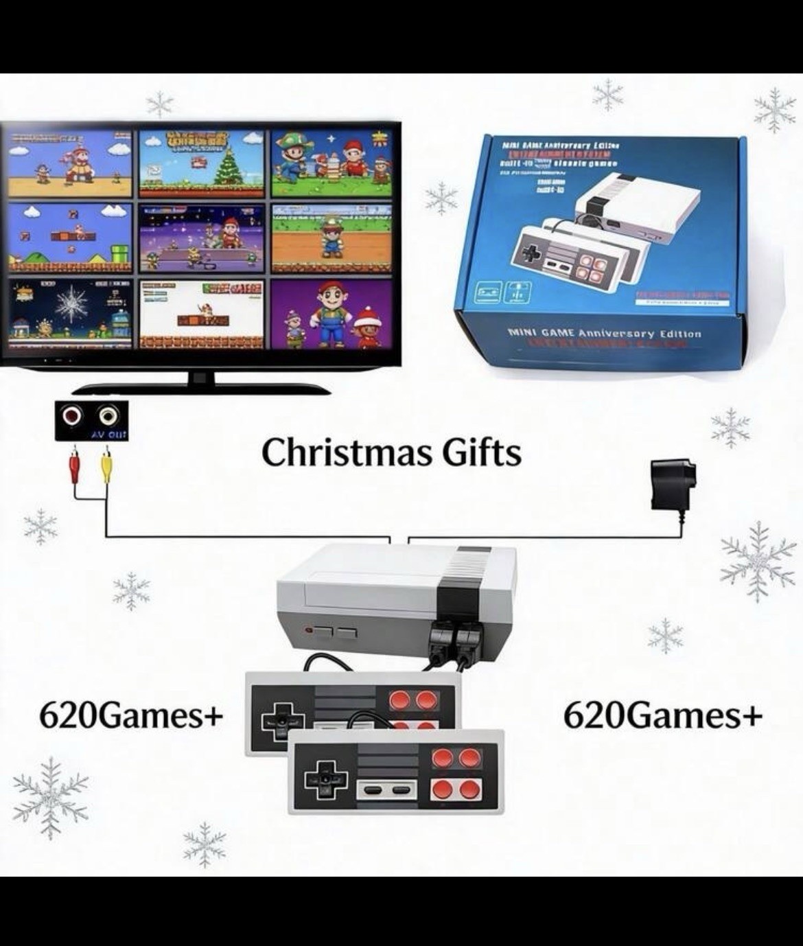 Family Computer System Console 620 Games AV Out 2 Controllers Gray/Black/Red