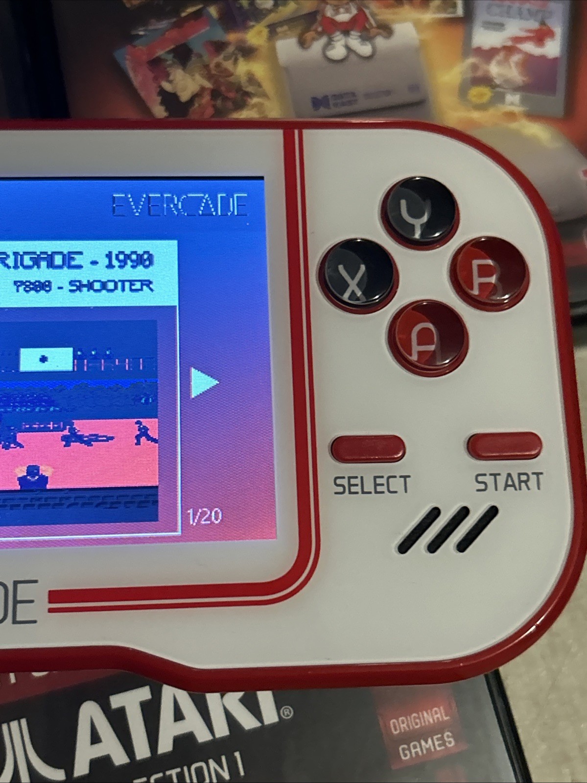 Handheld Evercade Premium Pack w/ Atari Interplay Data East Cartridges